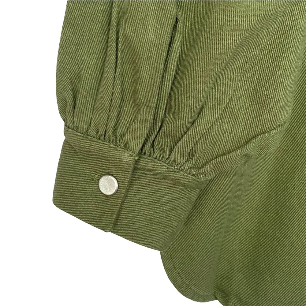 NEW Topshop Olive Green Oversized Relaxed Fit Button Up Canvas Shirt Shacket 10 - Picture 10 of 11